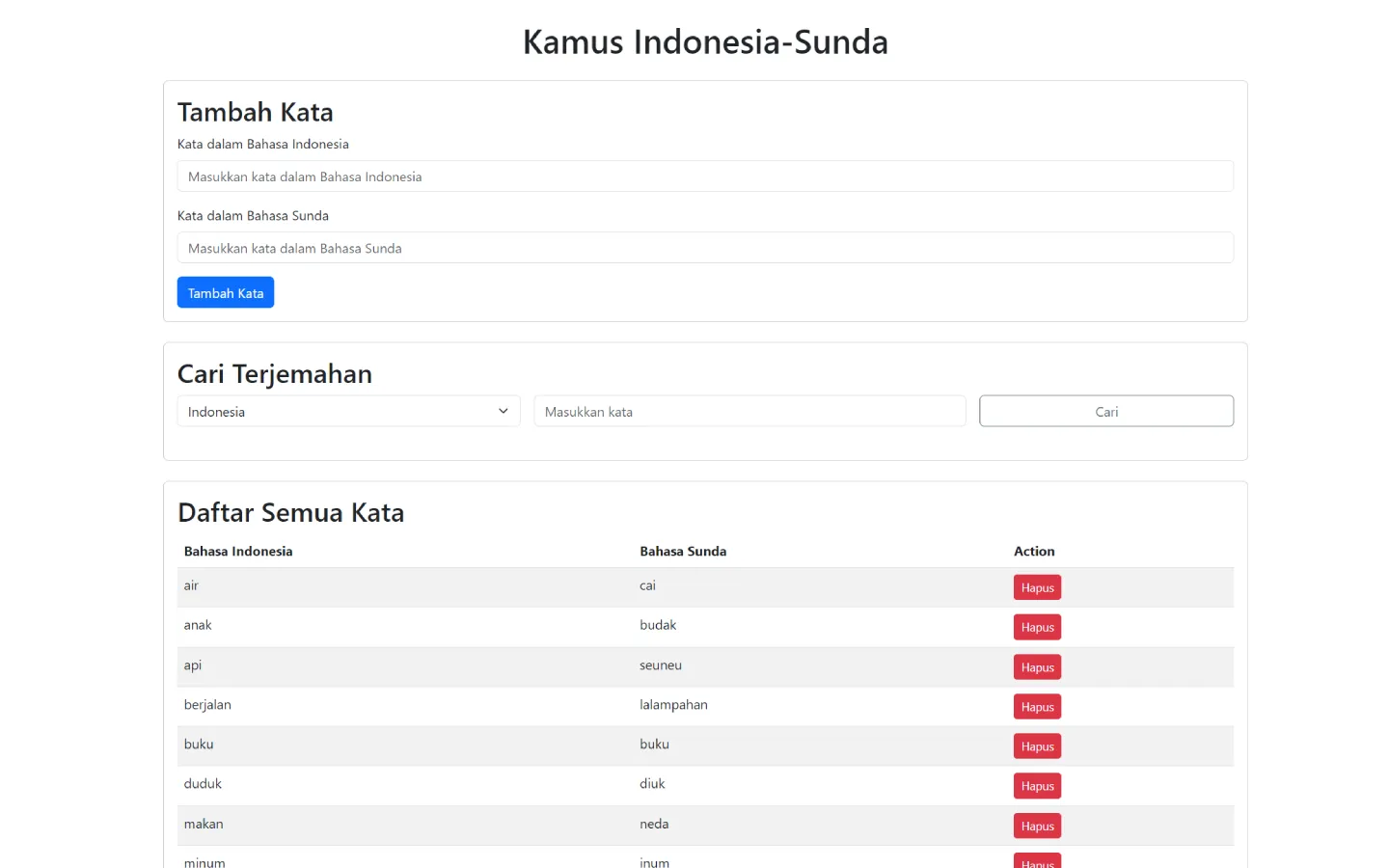 Indonesian-Sunda dictionary using BST Algorithm